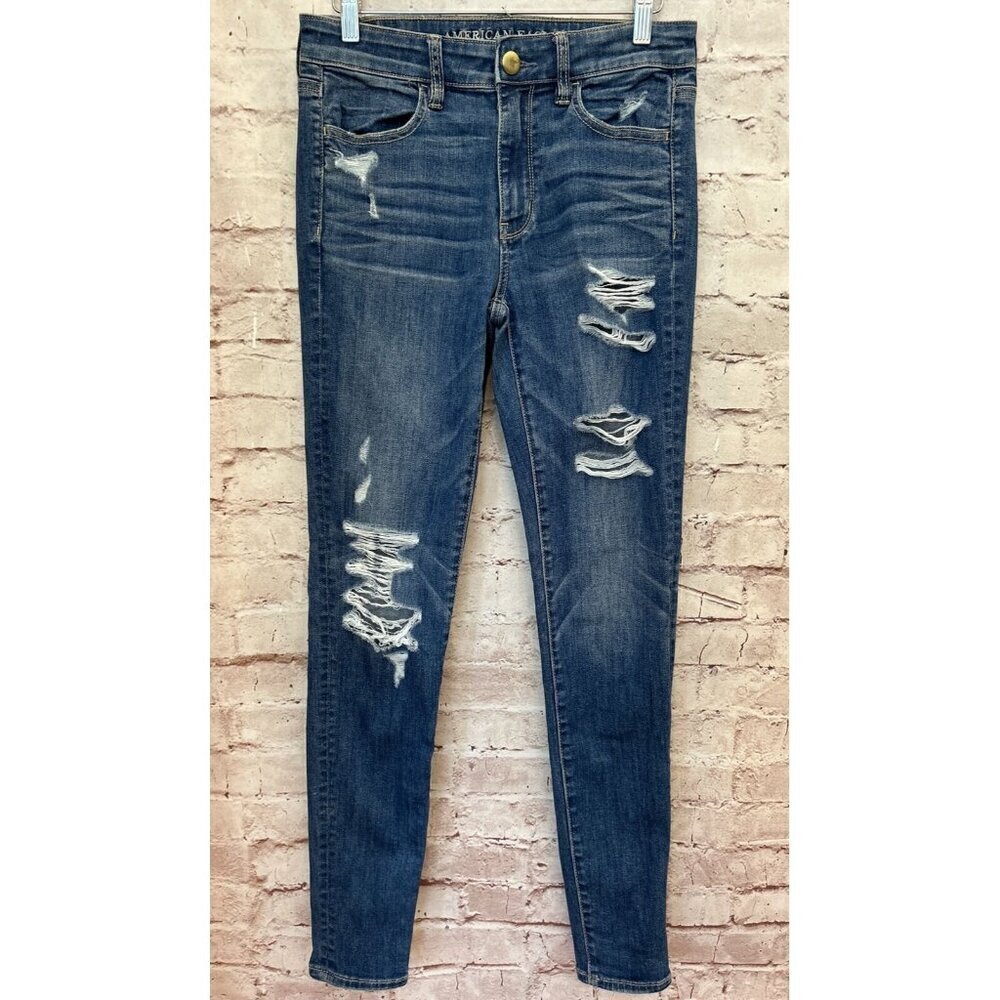 AMERICAN EAGLE Womens Hi-Rise Jegging Jean 6 Long Super Stretch X Medium Wash